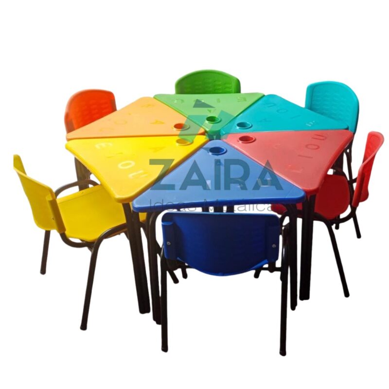 Juego Sillas y mesas Hexagonal kinder en prolipropileno